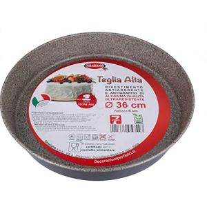 Graziano, Plaque ronde fabriquée entièrement en aluminium et dotée de 7 couches de revêtement anti-adhésif, idéale pour réaliser des Pan d'Espagne et bien plus encore, PFOA Free, ø 36 cm