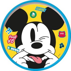 Tataway Assiette plate Disney Mickey Mouse Mickey Mouse blanche et bleu clair pour enfants avec base antid&eacute;rapante