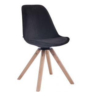 CLP Chaise visiteur Troyes en velours avec piétement Carré noir Nature