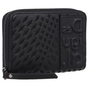 Desigual Miniportefeuille textur&eacute; en relief &agrave; fermeture zipp&eacute; Noir