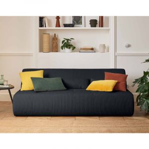 Onyx - canap&eacute; droit 3 places - en velours c&ocirc;tel&eacute; - Noir