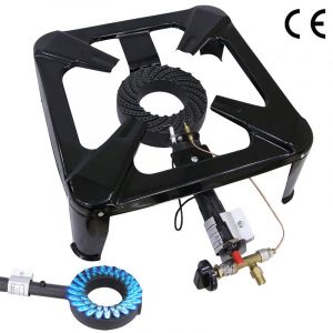 Cuisinière à tabouret Allumage piézoélectrique 4 pieds 6,5KW Plaque de cuisson à gaz Cuisinière de camping Brûleur à gaz Fonte Acier - Melko