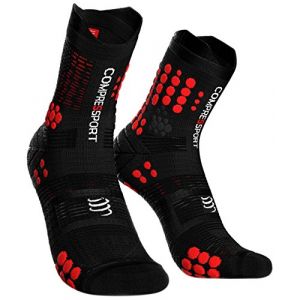 Image de Compressport Chaussettes de Course Chaussettes de Compression pour Homme Noir/Rouge, T3