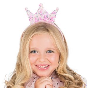 Ruedelafete Serre-tête couronne sequins rose, enfant