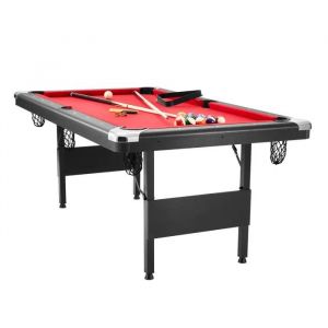 6.3 ft Billiard Table-Duoku-Table Billard Portable avec Toile Rouge-Pliable et Peu Encombrante-Incluant Boules-Craies et Brosses