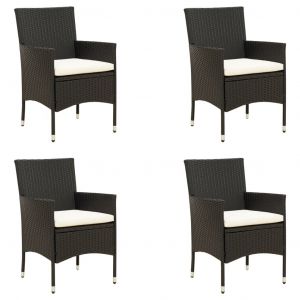 Image de VidaXL Chaises de jardin avec coussins 4 pcs Résine tressée Noir