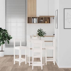 VidaXL Ensemble de bar 5 pcs Blanc Bois de pin massif - White