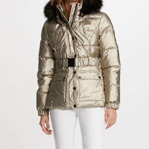 Morgan Doudoune métallisée à capuche dore femme - Taille 40