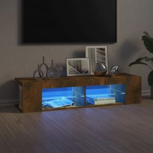 VidaXL Meuble TV avec lumières LED Chêne fumé 135x39x30 cm