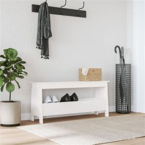 VidaXL Banc D'entrée Blanc 100x28x45 Cm Bois De Pin Massif