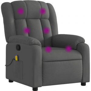VidaXL Fauteuil de massage inclinable Gris foncé Tissu