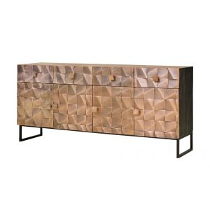 Bahut 4 Tiroirs Bois, Bronze Marron 170x42x80cm - Bois-Bronze - Décoration d'Autrefois