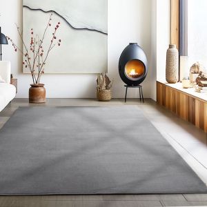 Carpetsale24 Tapis salon 60x100 cm Gris Uni moderne et moelleux à poil court, avec sous-couche antidérapante, lavable