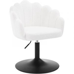 Woltu - Chaise de Coiffeuse Fauteuil Pivotant en Tissu Bouclé, Réglable en Hauteur, Blanc