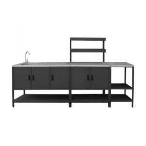 Cuisine ext&eacute;rieure 3 modules en acier inoxydable noir