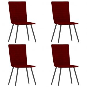 Image de VidaXL Chaises de Salle à Manger Velours Rouge Bordeaux 4 pcs