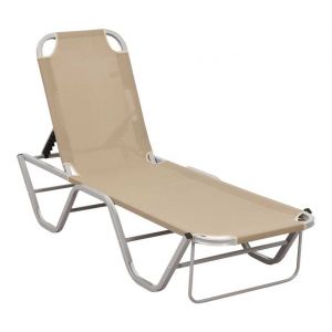 VidaXL Chaise longue Aluminium et textil&egrave;ne Cr&egrave;me