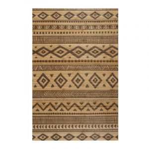 Tapis antid&eacute;rapant en Bambou naturel, Noir Ethnique, 60 x 90cm
