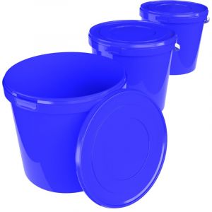 Fixedbyu - Seau avec couvercle 10 l Seau de réserve alimentaire bleu (pp) 3 pièces