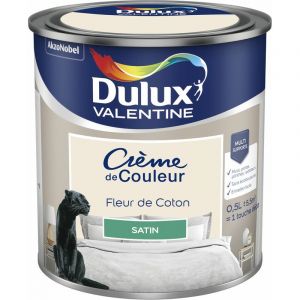 Dulux Valentine Peinture Crème De Couleur Satin Fleur de Coton 0,5 L - Fleur de Coton