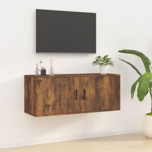 VidaXL Meuble TV mural Chêne fumé 100x34,5x40 cm
