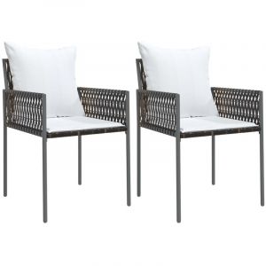 VidaXL Chaises de jardin et coussins lot de 2 marron 54x61x83 cm rotin Marron