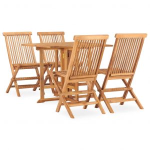VidaXL Mobilier &Agrave; D&icirc;ner Dext&eacute;rieur Pliable 5 Pcs Bois Solide De Teck