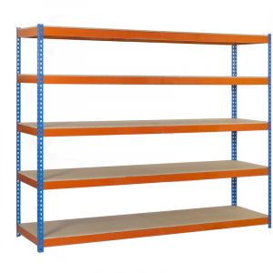 Image de Simon Rack Étagère métallique 5 niveaux - 2000 x 1500 x 450 mm - KIT ECOFORTE - Chipboard - Bleu - Orange - Bois