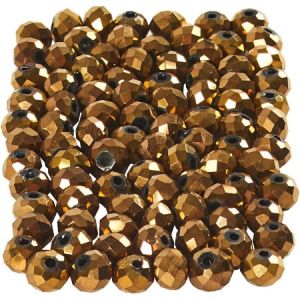 Creotime Perles à Facettes 3 x 4 mm - Bronze métallique - 100 pcs