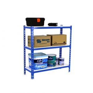 Simon Rack Étagère Rangement et 3 Niveaux, 200 kg Capacité de Charge et Point de Flexion, 900x1200x400 mm, Étagère Charge Lourde, Étagère Garage, Bleu/Blanc - Simonclick