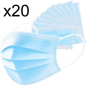 Image de Lot de 20 masque chirurgical jetable protection respiratoire 3 couc s pour le visage hypoallergénique et respirant Norme CE KALIA