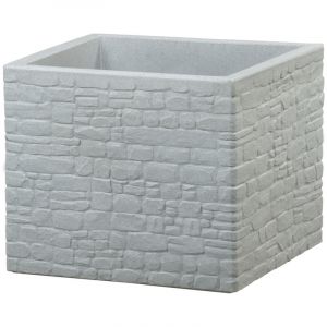 Image de Scheurich Pot &agrave; plantes &laquo; Muretto &raquo;, plastique, carr&eacute; (40 cm, gris)