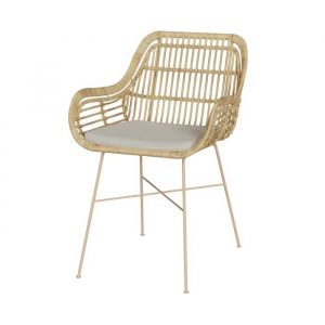 Rendez Vous Déco Rendez-vous Déco - Chaise en rotin, coussin en tissu et pieds en métal beige - chiloe
