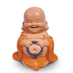 Zen Light Statuette Bouddha Rieur avec Chapelet - Figurine inspirante et Joyeuse - Porte-Bonheur Rempli de Positivit&eacute;- Idee Cadeau Mignonne et Spirituelle H 10 cm &ndash; Zen&rsquo;Light
