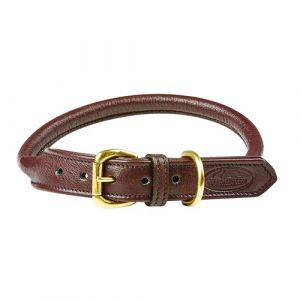 Weatherbeeta Rolled Leather Dog Collar Medium Brown