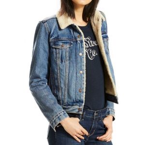 Levi's Pour femme. Veste Sherpa Trucker bleu