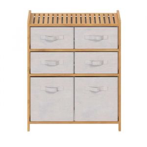 Five Simply Smart - Meuble &eacute;tag&egrave;re double 6 paniers - Banc et Marron