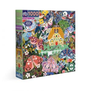 Eeboo Puzzle 1000 Pièces Cottag at Dusk - Puzzle 1000 Pièces Capturant La Délicatesse De La Nature - Dimensions 58.5 cm x 58.5 cm