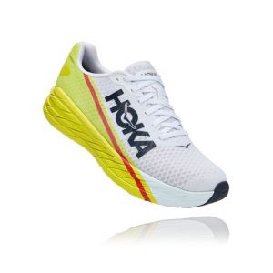 Image de Hoka Rocket X en White/Evening Primrose, taille 37 1/3