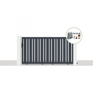 Image de Casanoov - Pack portail coulissant électrique veymont 300x160cm Gris + Motorisation tanker C600