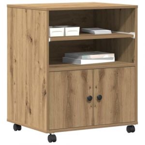 Image de VidaXL Support dimprimante en bois - 60x48x74 cm - Ch&ecirc;ne artisanal - Bois ding&eacute;nierie - Moderne