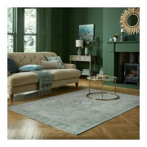 Tapis vintage plat rayé rectangle Antique Traditional 120x170 Vert