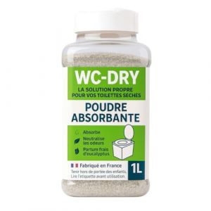 Poudre absorbante toilettes sèches 1L désodorisant naturel eucalyptus fabriqué en France camping randonnée chantiers