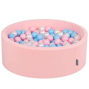 90X30cm/300 Balles ? 7Cm Piscine &agrave; Balles Pour B&eacute;b&eacute; Rond Fabriqu&eacute; En ue, Rose: Baby Blue/Rose Poudre/Perle - rose: baby blue/rose poudre/perle
