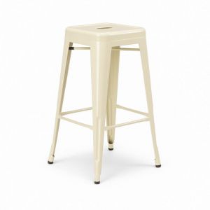 Kosmi Tabouret design industriel &ndash; M&eacute;tal beige brillant &ndash; Cuisine, bar, ilot central