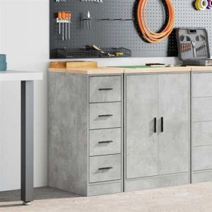 VidaXL Armoire de rangement de garage gris b&eacute;ton 30x51x85 cm bois pin, armoire, armoire &agrave; outils, armoire basse, armoire de 860583