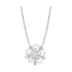 Amor Cha&icirc;ne avec pendentif Collier, avec Zirconia synth., 42+3 cm, Argent, Fleur, Livr&eacute; dans une Bo&icirc;te Cadeau de Bijoux, 2012824