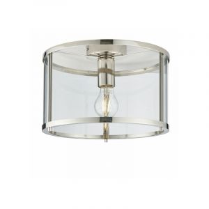 Endon Plafonnier Hopton 1 ampoule Acier,verre Plaque de nickel brillant,verre transparent