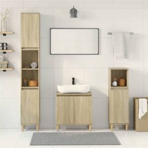 VidaXL Ensemble de meubles de salle de bain 3 pcs ch&ecirc;ne sonoma, armoire de salle de bain, placard de salle de bain, meuble de rangement de salle de bain