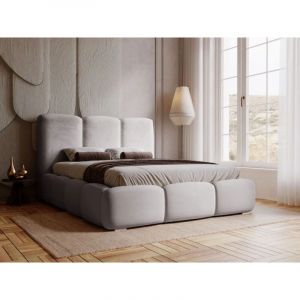 Lit rembourré avec rangement 160x200 velours gris Bubble